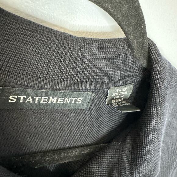 Statements Mens Lightweight Silk Blend Knit Buttonless Polo Shirt Vintage - Picture 9 of 10